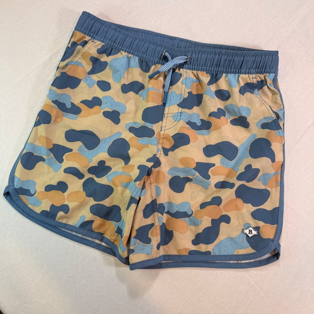Burlebo Performance Shorts Boys XL Blue Camo Outdoorsy Gorpcore Fishing Coastal